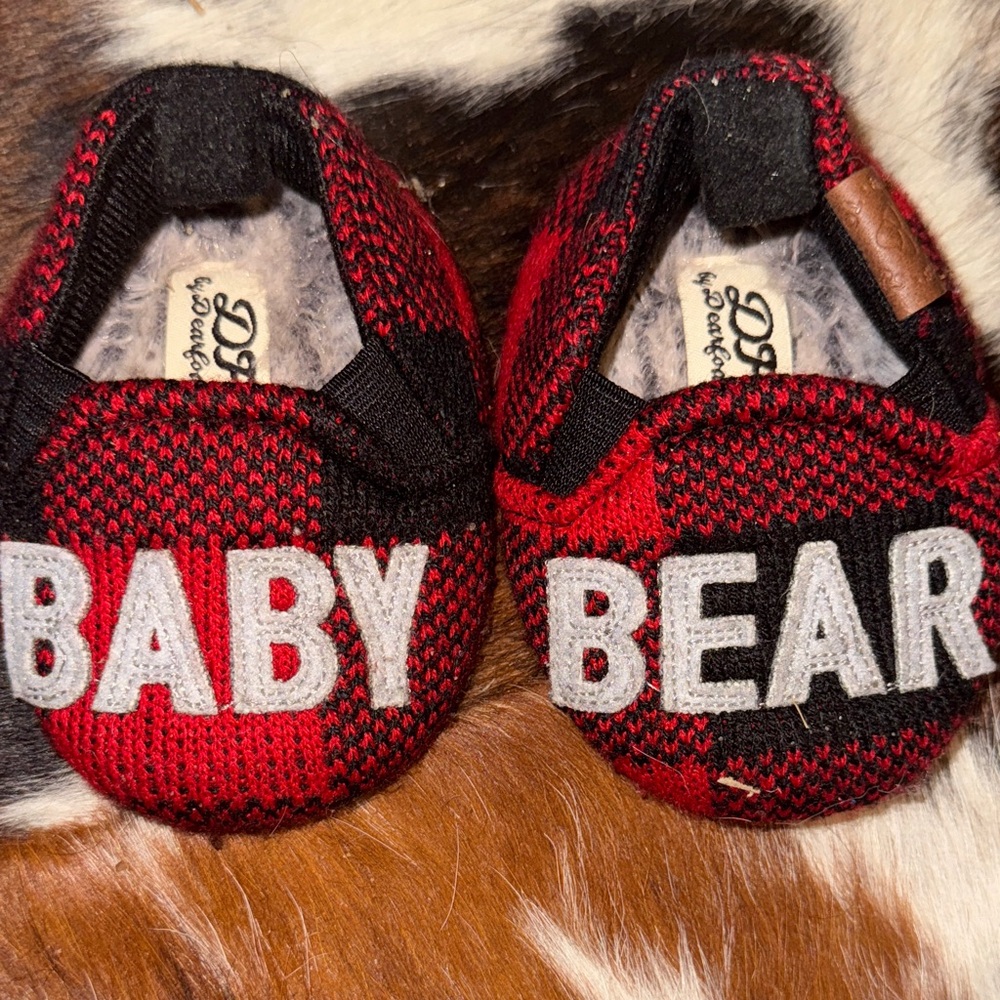 Dearfoams Baby Bear Plaid Shoes